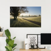 Golfplatz mit Frostbedeckung Poster (Heimbüro)