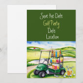 Golfplatz mit Geburtstagsparty Dekoration Einladung (Vorne/Hinten)
