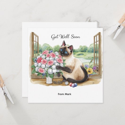 Golfplatz mit Golfball und Blume macht Spaß Karte (Vorderseite/Rückseite Beispiel)