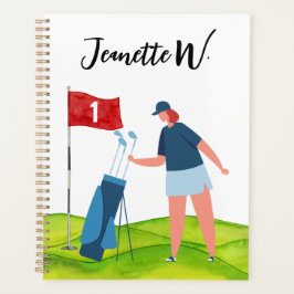 Golfplatz mit Golferin Planer