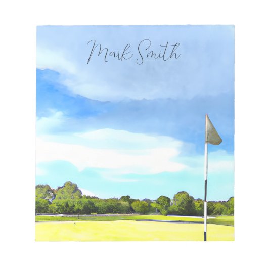 Golfplatz mit Name Notizblock (Vorderseite)