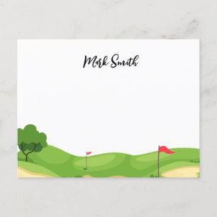Golfplatz mit Namen für Golfspieler Postkarte