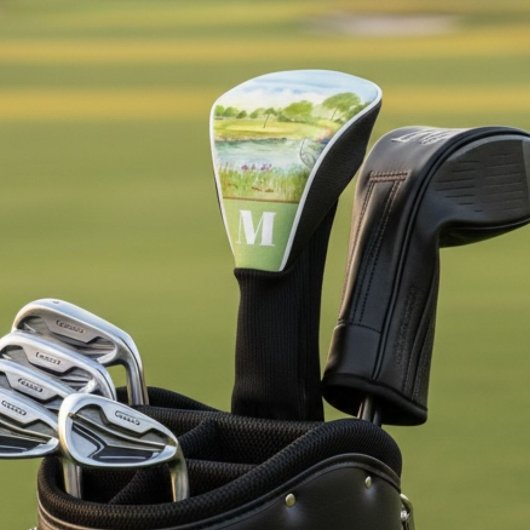 Golfplatz mit Reiher-Monogramm Golf Headcover