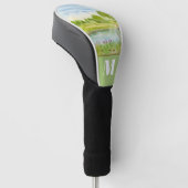 Golfplatz mit Reiher-Monogramm Golf Headcover (angewinkelt)