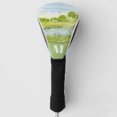 Golfplatz mit Reiher-Monogramm Golf Headcover (Vorderseite)