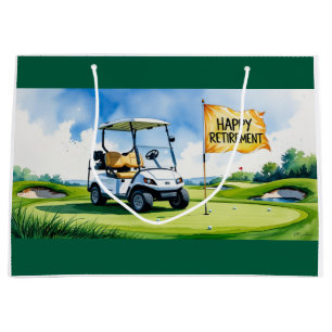 Golfplatz mit Text Happy Rente on green Große Geschenktüte