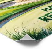 Golfplatz mit Text Happy Rente on green Poster (Ecke)