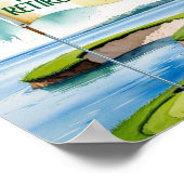 Golfplatz mit Text Happy Rente on green Poster (Ecke)