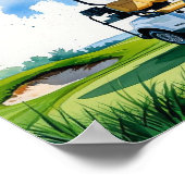 Golfplatz mit Text Happy Rente on green Poster (Ecke)