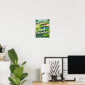 Golfplatz mit Text Happy Rente on green Poster (Heimbüro)