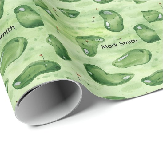 Golfplatz Putting Green mit roter Flagge Geschenkpapier (Rolleneckpunkt)