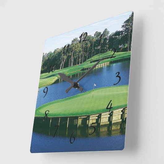 Golfplatz Quadratische Wanduhr (Winkel)