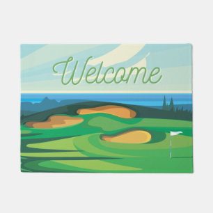 Golfplatz Schönes Aquarell Begrüßung Golfspieler Fußmatte