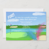 Golfplatz und Bunker Gender Reveal Baby Dusche Einladung (Vorderseite)