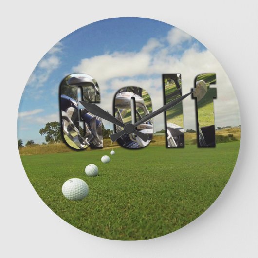 Golfplatz und Logo, Große Wanduhr (Vorderseite)