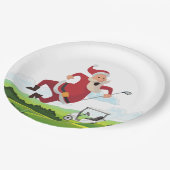 Golfplatz und Weihnachtsmann für Weihnachtsmann Pappteller (Schrägansicht)