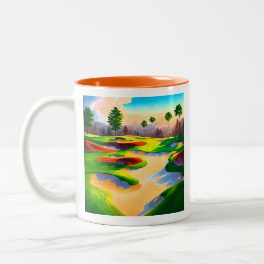 Golfplatz Utopia Zweifarbige Tasse (Links)