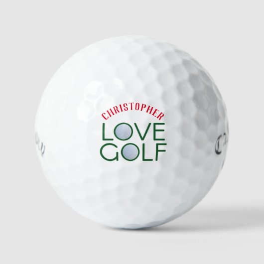 Golfplatz Vater Name Mit Monogramm Liebe Golfplätz Golfball (Vorderseite)
