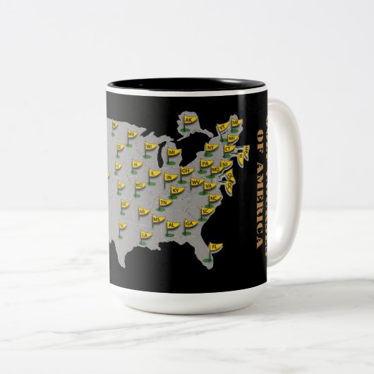 Golfplätze Amerika Karte Zweifarbige Tasse (VorderseiteRechts)