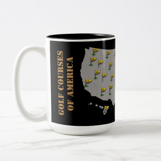 Golfplätze Amerika Karte Zweifarbige Tasse (Links)