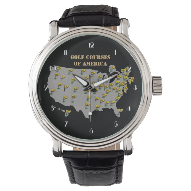 Golfplätze in Amerika - Kartenüberwachung Armbanduhr (Vorderseite)