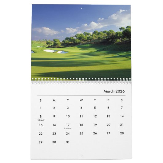 Golfplätze Wall Kalender (Mär 2026)