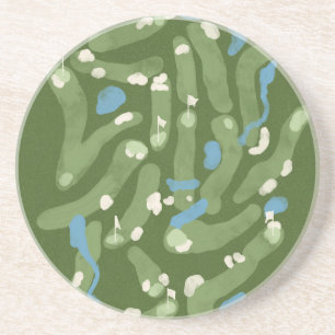 Golfplatzgrafik auf Steinuntersetzer Getränkeuntersetzer