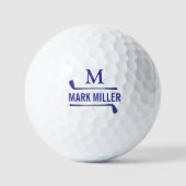 Golfplayer Cool & Custom Blue Monogram Golfball (Vorderseite)