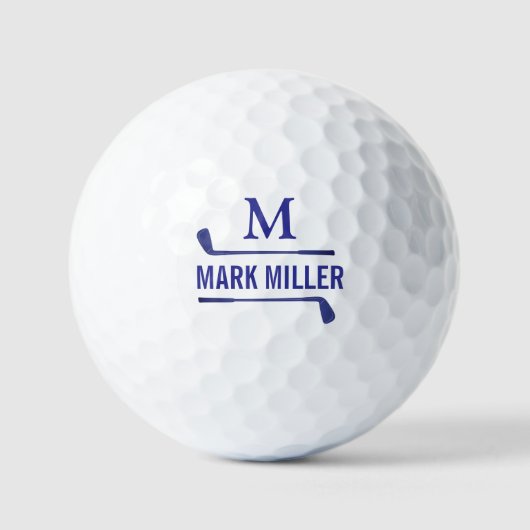 Golfplayer Cool & Custom Blue Monogram Golfball (Vorderseite)