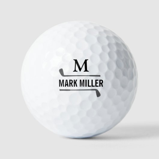 Golfplayer Custom B&W Monogram Golfball (Vorderseite)