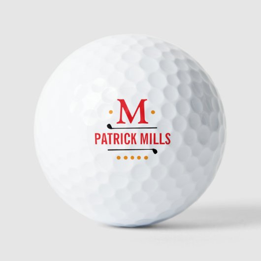 Golfplayer Custom Red Monogram Golfball (Vorderseite)
