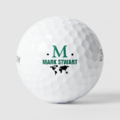 Golfplayer Initial/Name mit Weltkarte Golfball (Vorderseite)