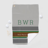 Golfplayer Name und Initialen modern gestreift Golfhandtuch (Insitu)
