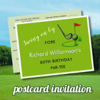 **GOLFPOSTKARTE DER 80. GEBURTSTAGLICHEN EINLADUNG