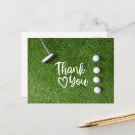 Golfputter auf grünem Gras Danke Postkarte
