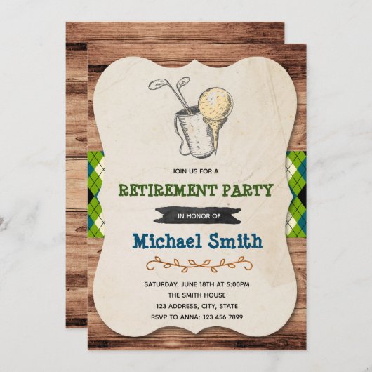 Golfruhestands-Party Einladung (Vorne/Hinten)