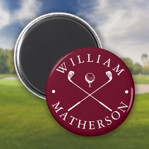 Golfschläger mit individuellem Namen Bordeauxrot u Magnet