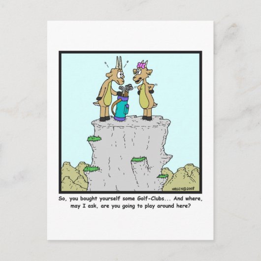 Golfschläger: Mountain Goat Cartoon Postkarte (Vorderseite)