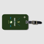 Golfschläger, Name + Anfangsbezeichnung auf grün m Gepäckanhänger (Vorderseite (Horizontal))