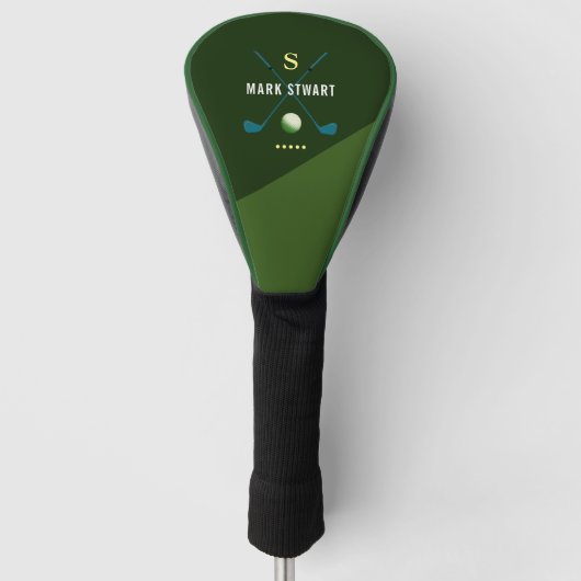 Golfschläger, Name + Anfangsbezeichnung auf grün m Golf Headcover (Vorderseite)