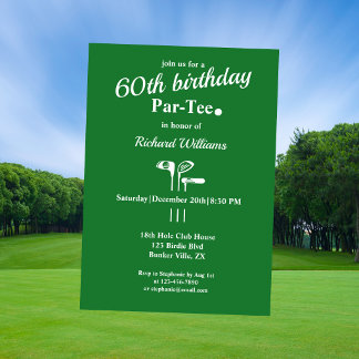 Golfschläger Par Tee Grün Weiß Männer 60. Geburtst Einladung