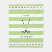 Golfschläger personalisiert, grün gestreift fleecedecke (Vorderseite)