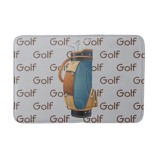 Golfschläger Tasche gekacheltes Textdesign Badematte (Vorderseite)