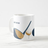 Golfschläger und Ball Personalisierter Name des Go Kaffeetasse (Vorderseite Links)