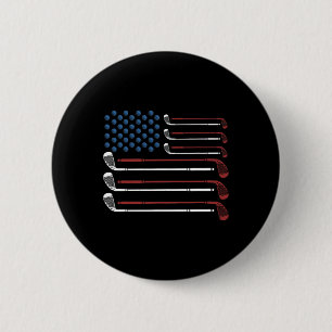 Golfschläger USA-Flagge Rot Weiß Und Blau Button