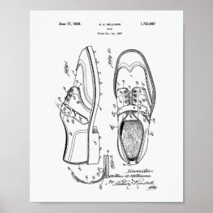 Golfschuh 1927 Patentkunst - Weißes Papier Poster