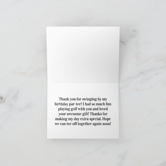 Golfschwingen am Geburtstag dank Karte (Innenseite)