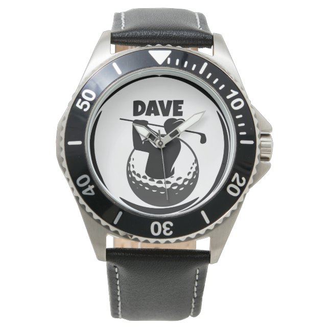 Golfschwung des Mannes & Golfball Armbanduhr (Vorderseite)