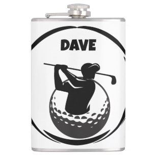 Golfschwung des Mannes & Golfball Flachmann