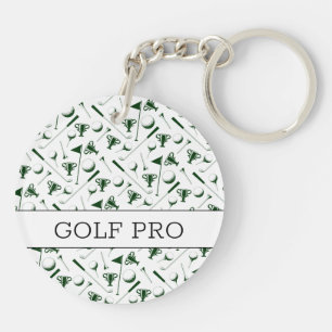 Golfspiel Pattern Golf Pro Keys grün, schwarz Schlüsselanhänger